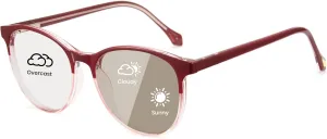 Cyxus Photochromic Glasses for Women Men UV Protection with Blue Light Blocking Retro Round Frame 8193