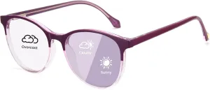 Cyxus Photochromic Glasses for Women Men UV Protection with Blue Light Blocking Retro Round Frame 8193