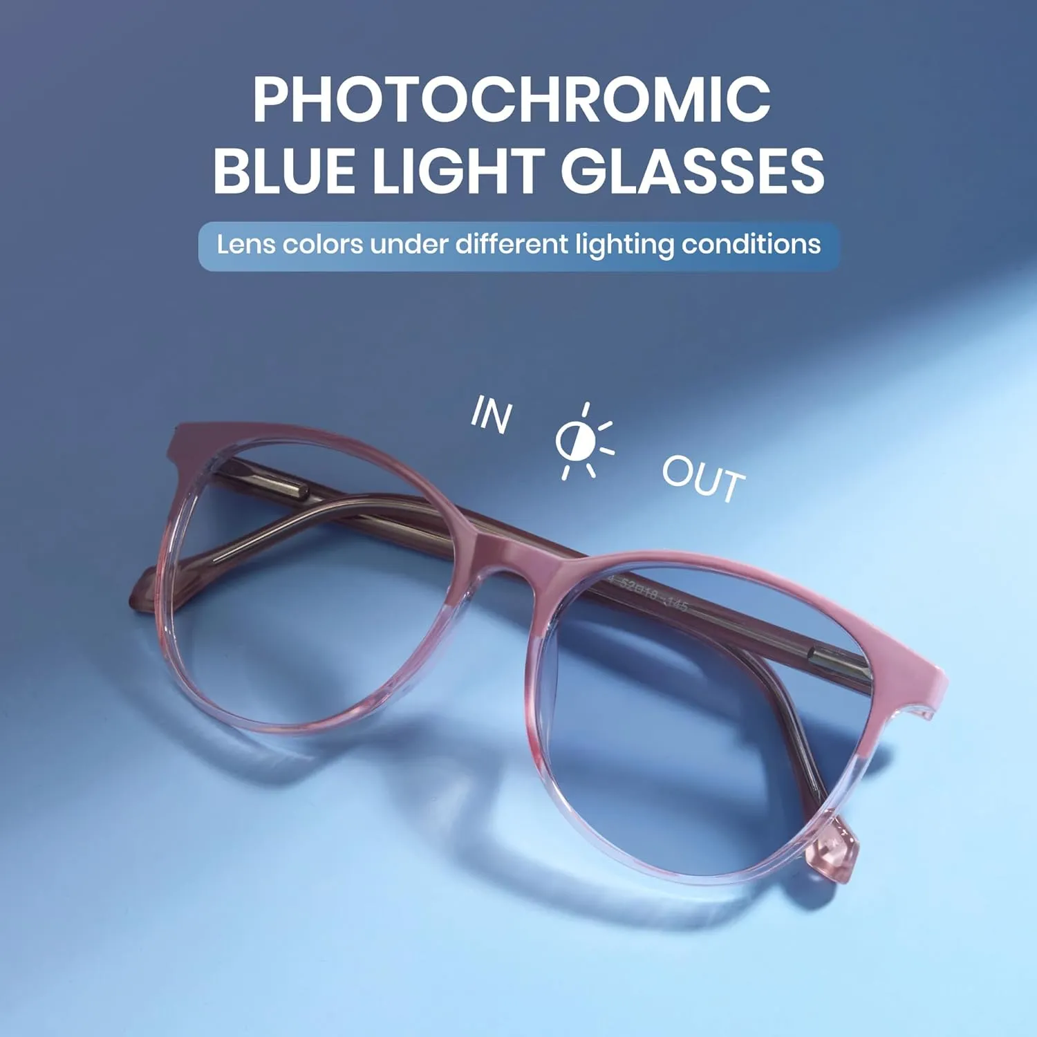 Cyxus Photochromic Glasses for Women Men UV Protection with Blue Light Blocking Retro Round Frame 8193