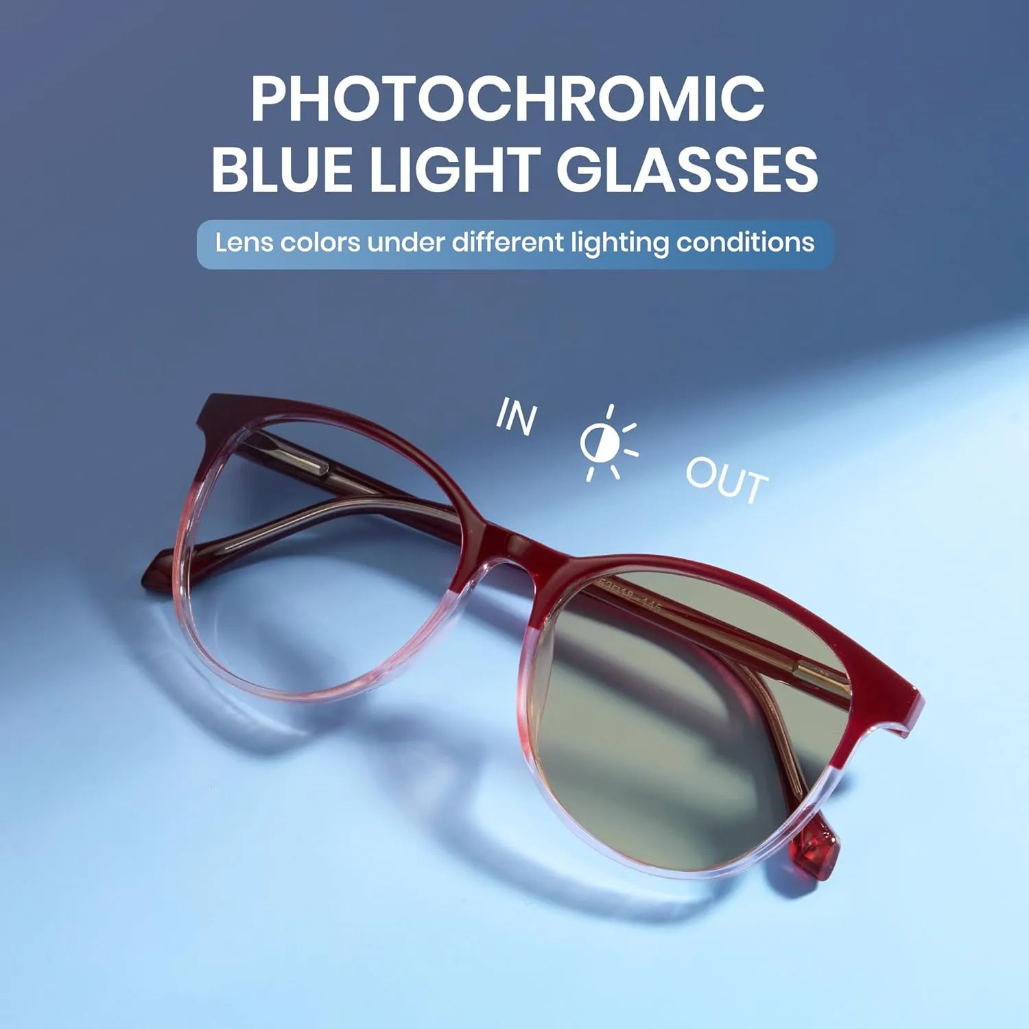 Cyxus Photochromic Glasses for Women Men UV Protection with Blue Light Blocking Retro Round Frame 8193