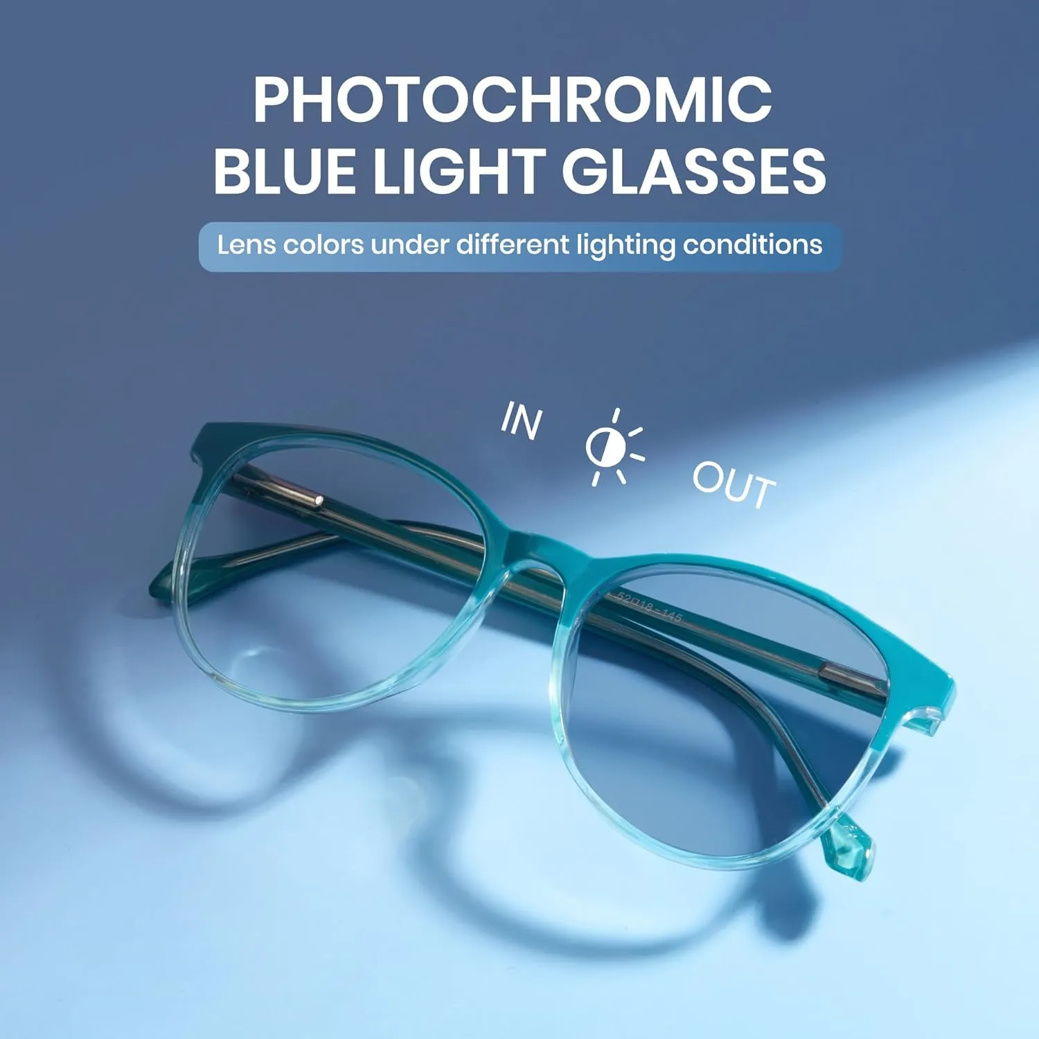 Cyxus Photochromic Glasses for Women Men UV Protection with Blue Light Blocking Retro Round Frame 8193