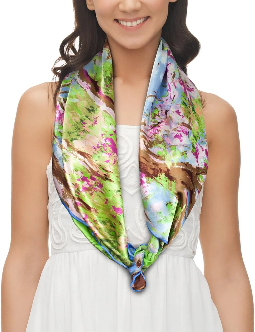 Dahlia Women's 100% Luxury Square Silk Scarf - Claude Monet's Paintings