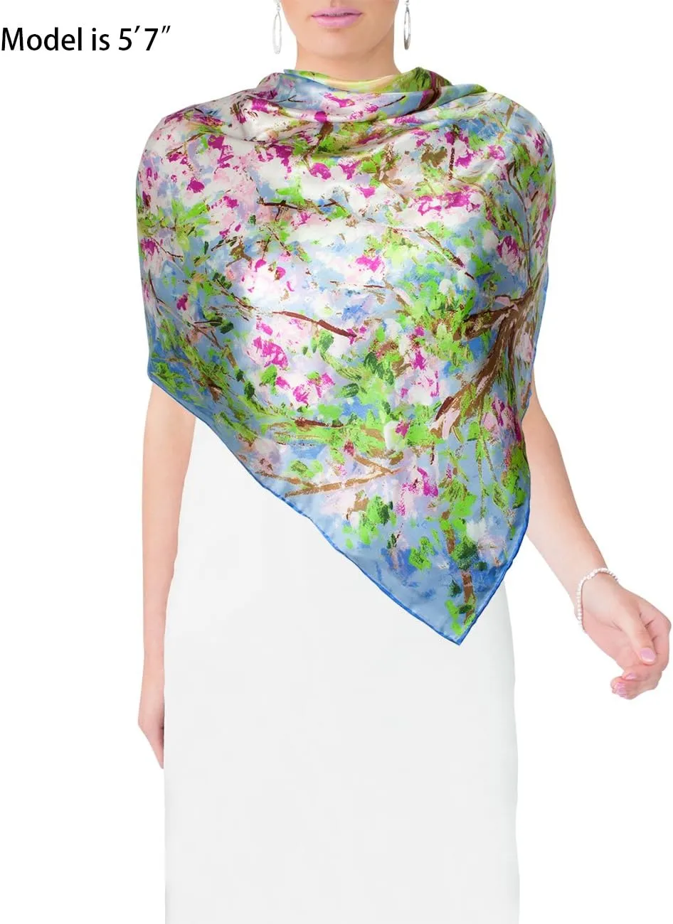 Dahlia Women's 100% Luxury Square Silk Scarf - Claude Monet's Paintings