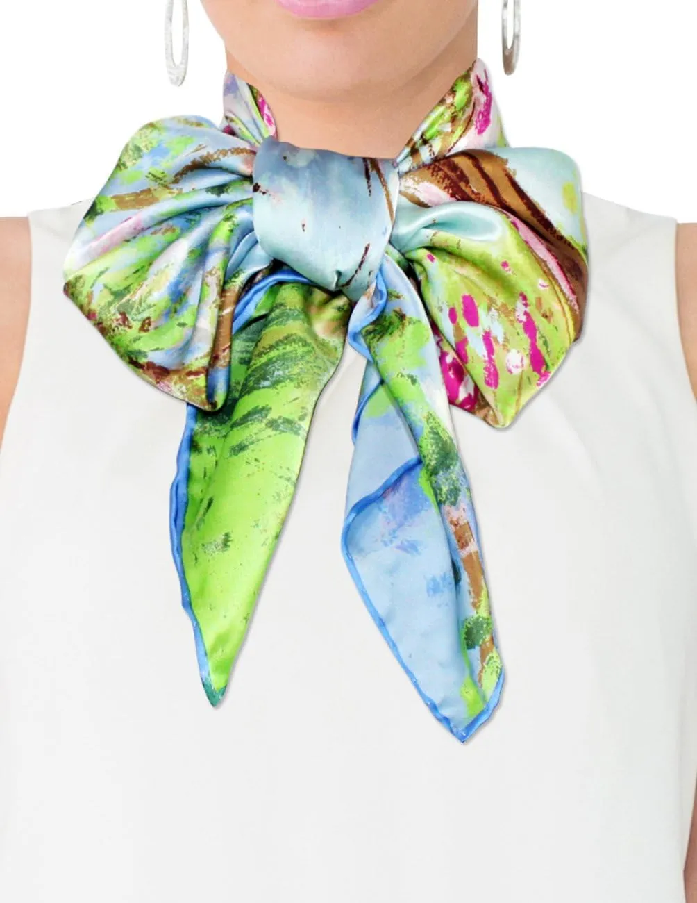 Dahlia Women's 100% Luxury Square Silk Scarf - Claude Monet's Paintings