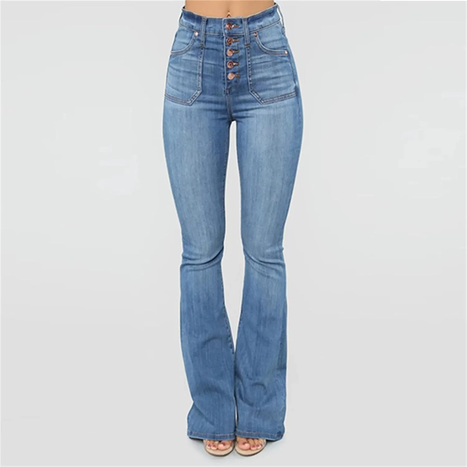 DGHM-JLMY Women's High Waist Slim Denim Pull Up Pants Button Fly High Rise Stretch Denim Curvy Butt Lifting Skinny Jeans