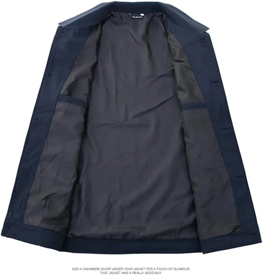 Disimlarl Men Casual Solid Color Windbreaker Jackets Lapel Zip Up Social Jackets Office Dress Outerwear