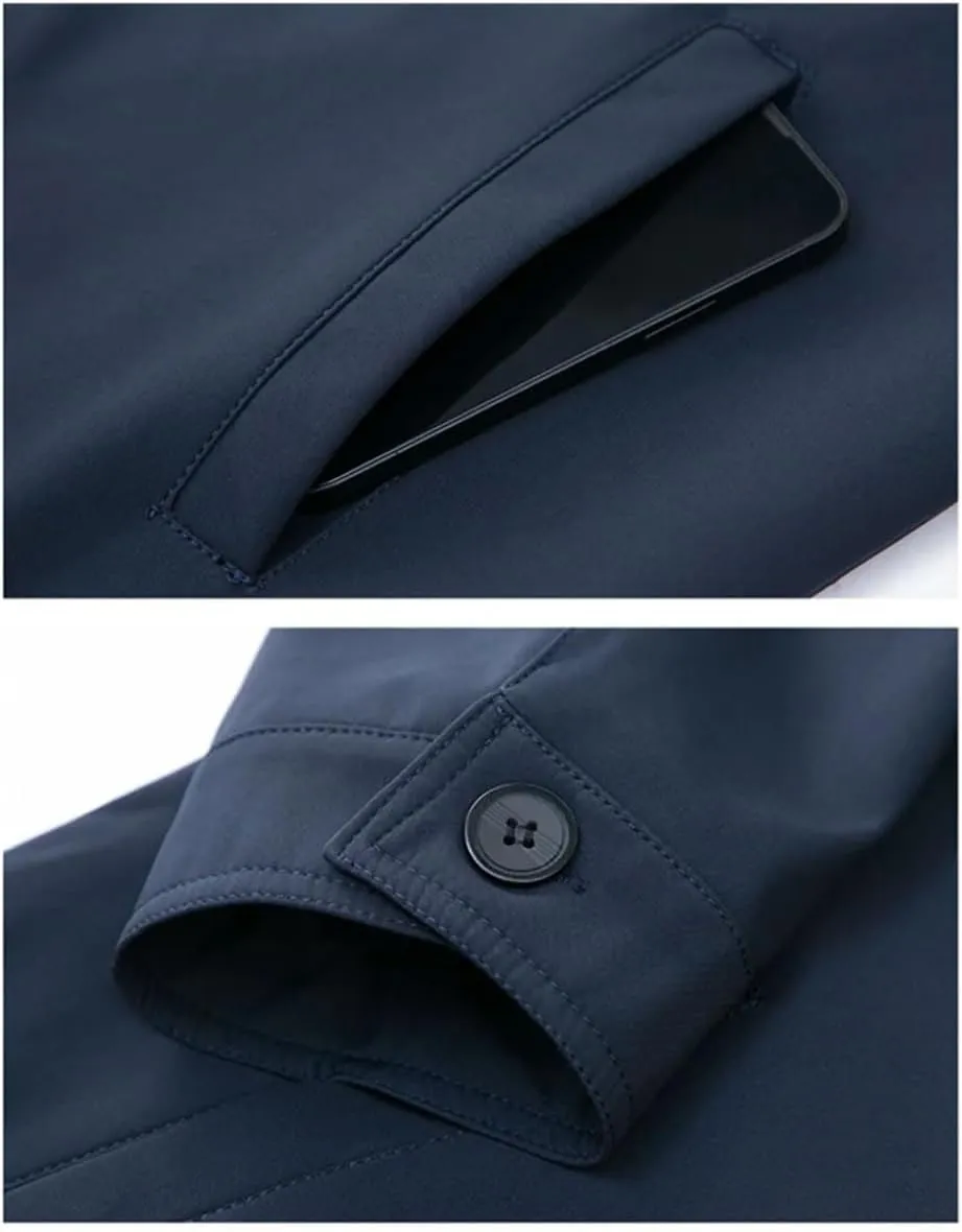 Disimlarl Men Casual Solid Color Windbreaker Jackets Lapel Zip Up Social Jackets Office Dress Outerwear