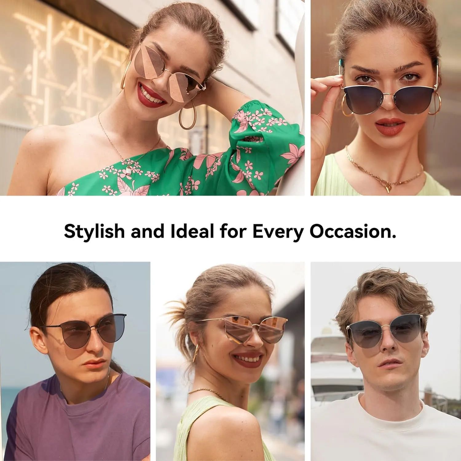 Dollger Cat Eye Sunglasses for Women Men Retro Trendy Cateye Metal Sun Glassses Round Frame UV Protection