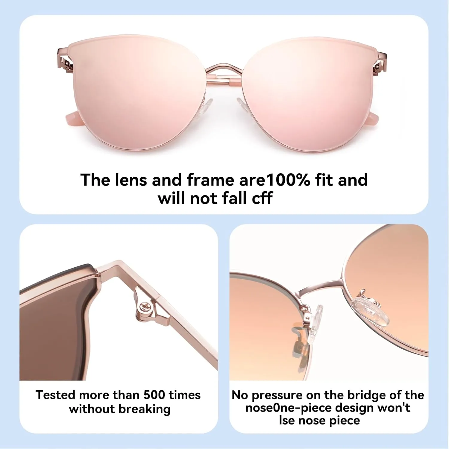 Dollger Cat Eye Sunglasses for Women Men Retro Trendy Cateye Metal Sun Glassses Round Frame UV Protection