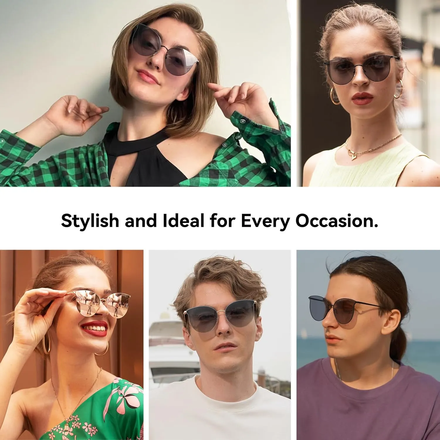 Dollger Cat Eye Sunglasses for Women Men Retro Trendy Cateye Metal Sun Glassses Round Frame UV Protection