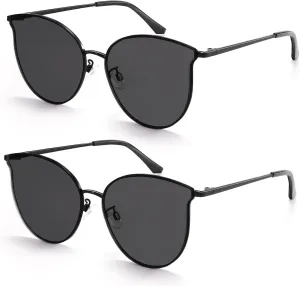 Dollger Cat Eye Sunglasses for Women Men Retro Trendy Cateye Metal Sun Glassses Round Frame UV Protection