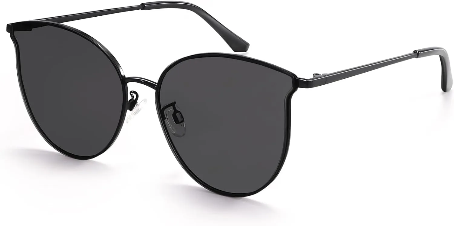 Dollger Cat Eye Sunglasses for Women Men Retro Trendy Cateye Metal Sun Glassses Round Frame UV Protection