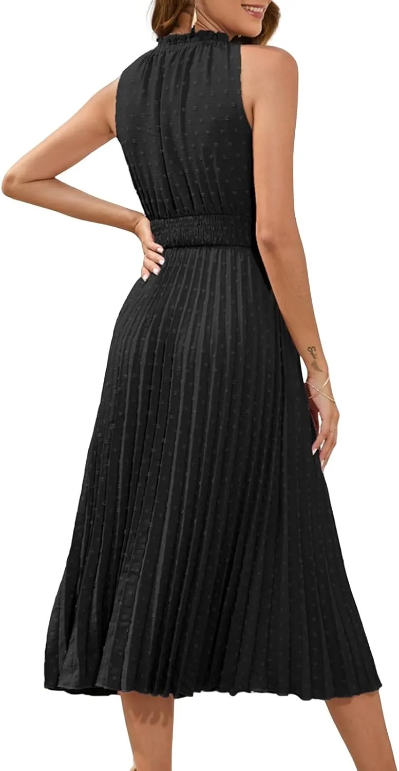 Dresses for Women 2025 Summer Casual Sleeveless Strappy High Waist Sundress Ruffle A Line Flowy Hem Dresses Dressy