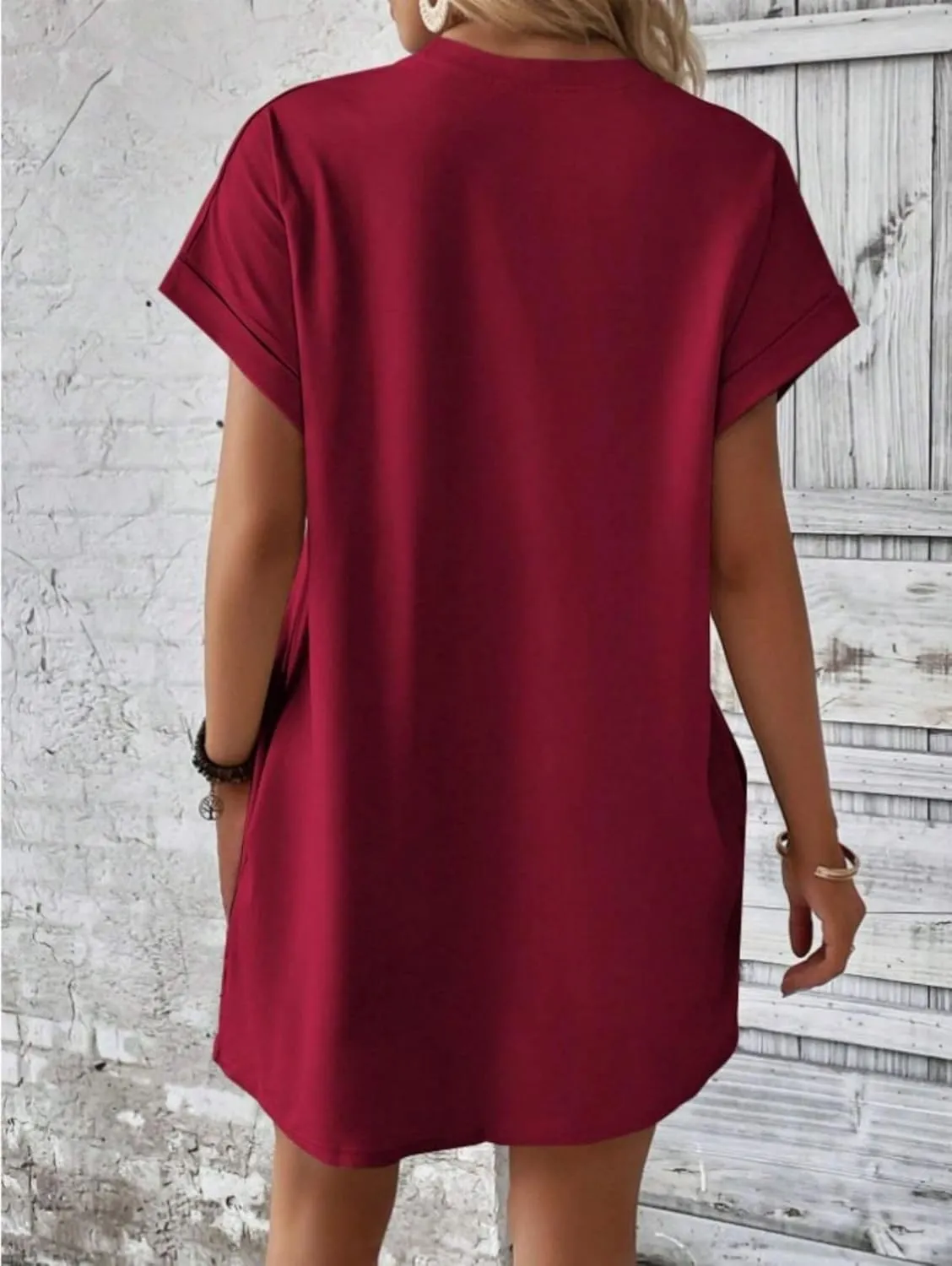 Dresses for Women Summer Batwing Sleeve Crew Neck Mini Dress Solid Color Casual Dressy Sundress Loose Fit Dresses