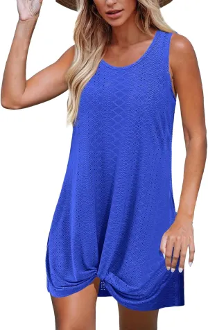 Dresses for Women Summer Beach Vacation Sleeve Mini Dress Casual Hollow Lightweight Loose Fit Dresses Sundress 2025