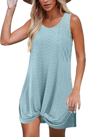 Dresses for Women Summer Beach Vacation Sleeve Mini Dress Casual Hollow Lightweight Loose Fit Dresses Sundress 2025