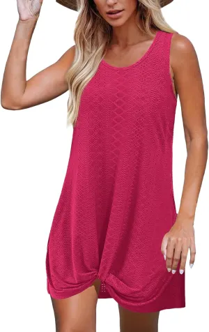 Dresses for Women Summer Beach Vacation Sleeve Mini Dress Casual Hollow Lightweight Loose Fit Dresses Sundress 2025