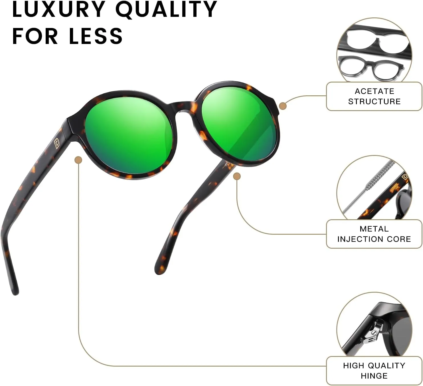 DUCO Polarized Sunglasses for Women Retro Round Women's Sunglasses Classic Vintage UV400 Shades DC1230