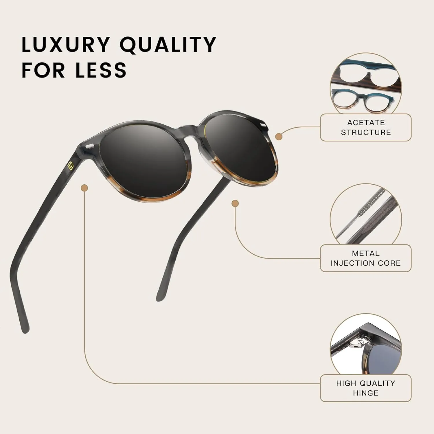 DUCO Polarized Sunglasses for Women Retro Round Women's Sunglasses Classic Vintage UV400 Shades DC1230