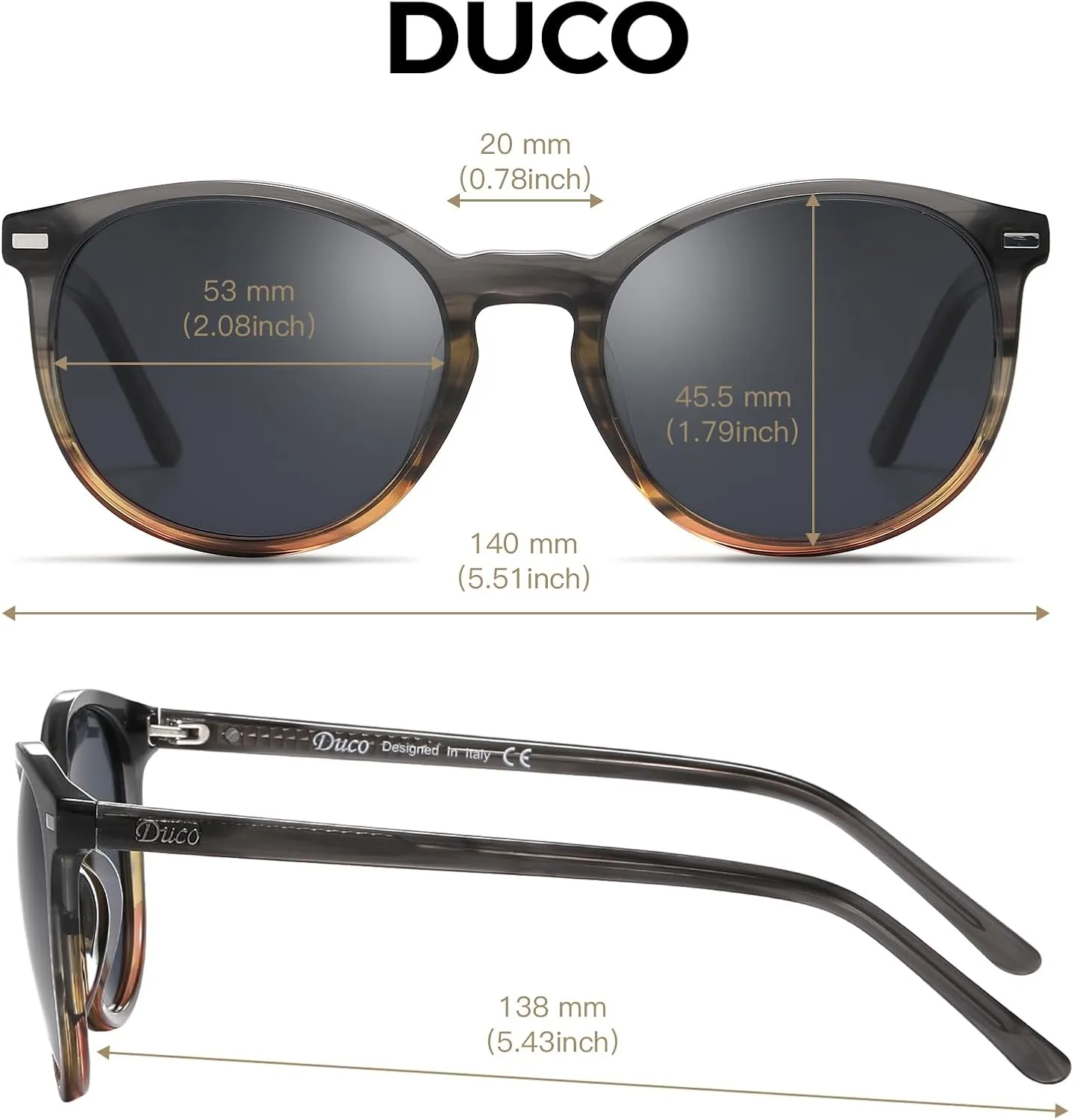 DUCO Polarized Sunglasses for Women Retro Round Women's Sunglasses Classic Vintage UV400 Shades DC1230