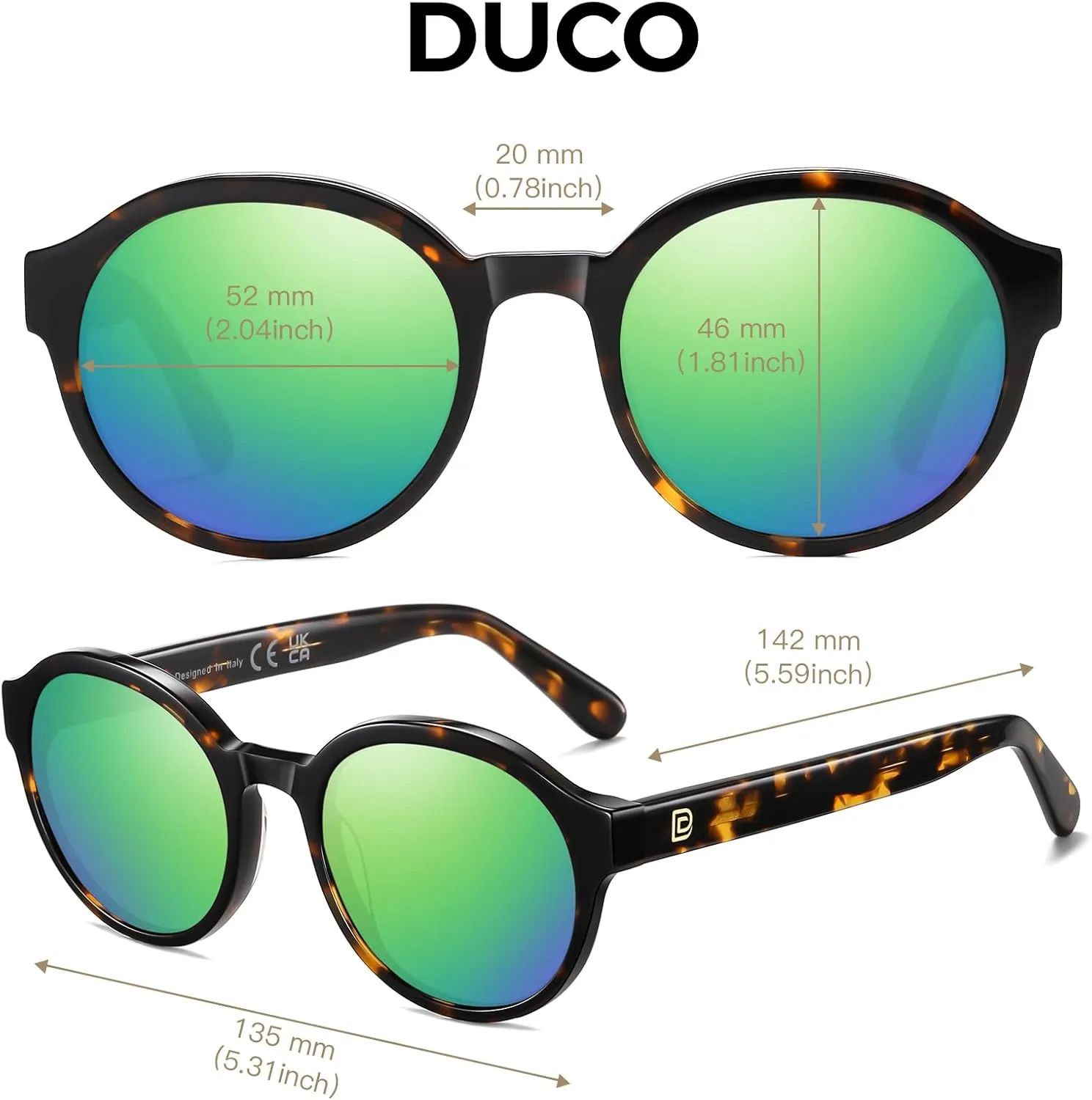 DUCO Polarized Sunglasses for Women Retro Round Women's Sunglasses Classic Vintage UV400 Shades DC1230
