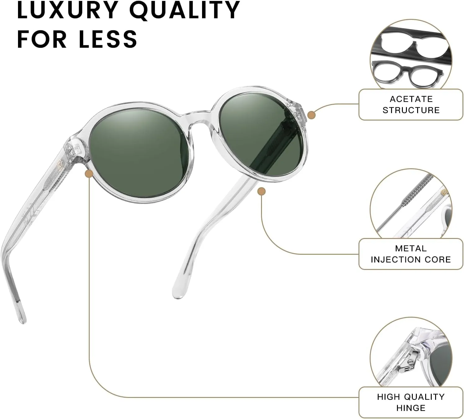 DUCO Polarized Sunglasses for Women Retro Round Women's Sunglasses Classic Vintage UV400 Shades DC1230