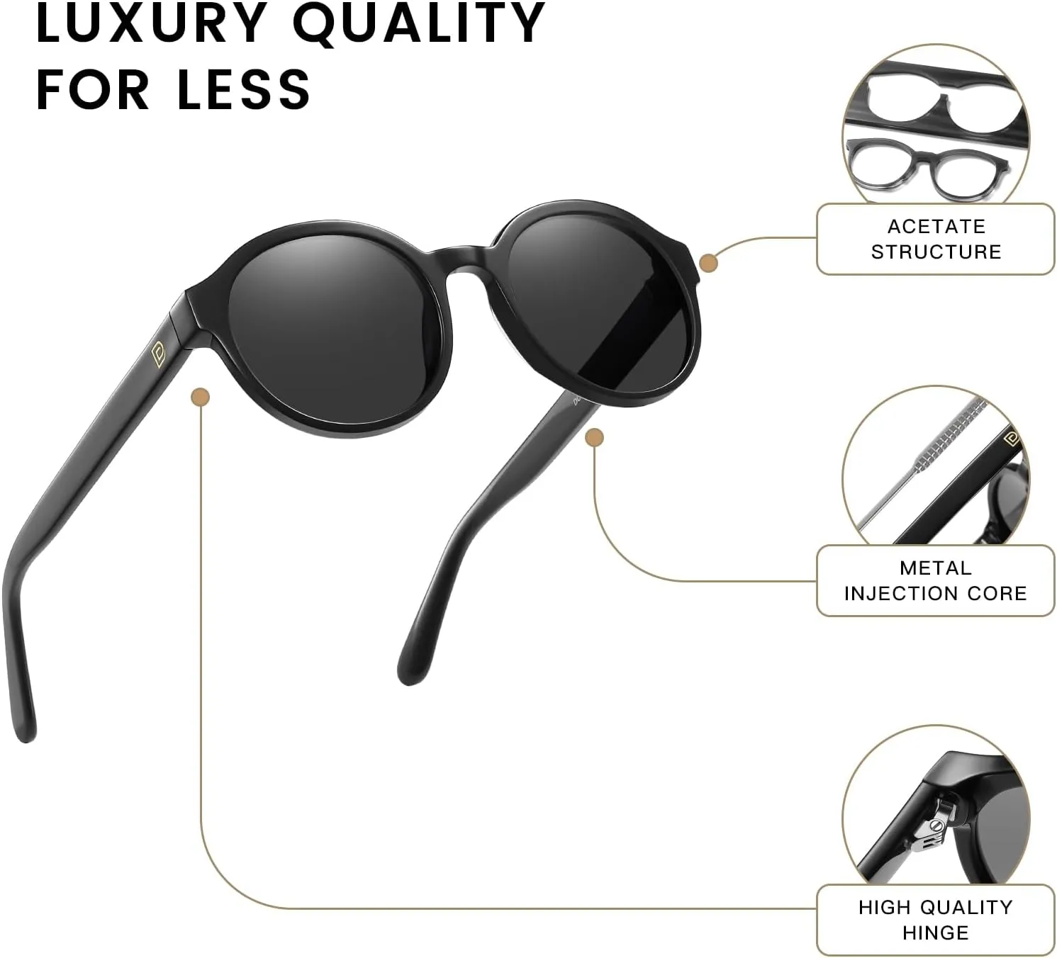 DUCO Polarized Sunglasses for Women Retro Round Women's Sunglasses Classic Vintage UV400 Shades DC1230