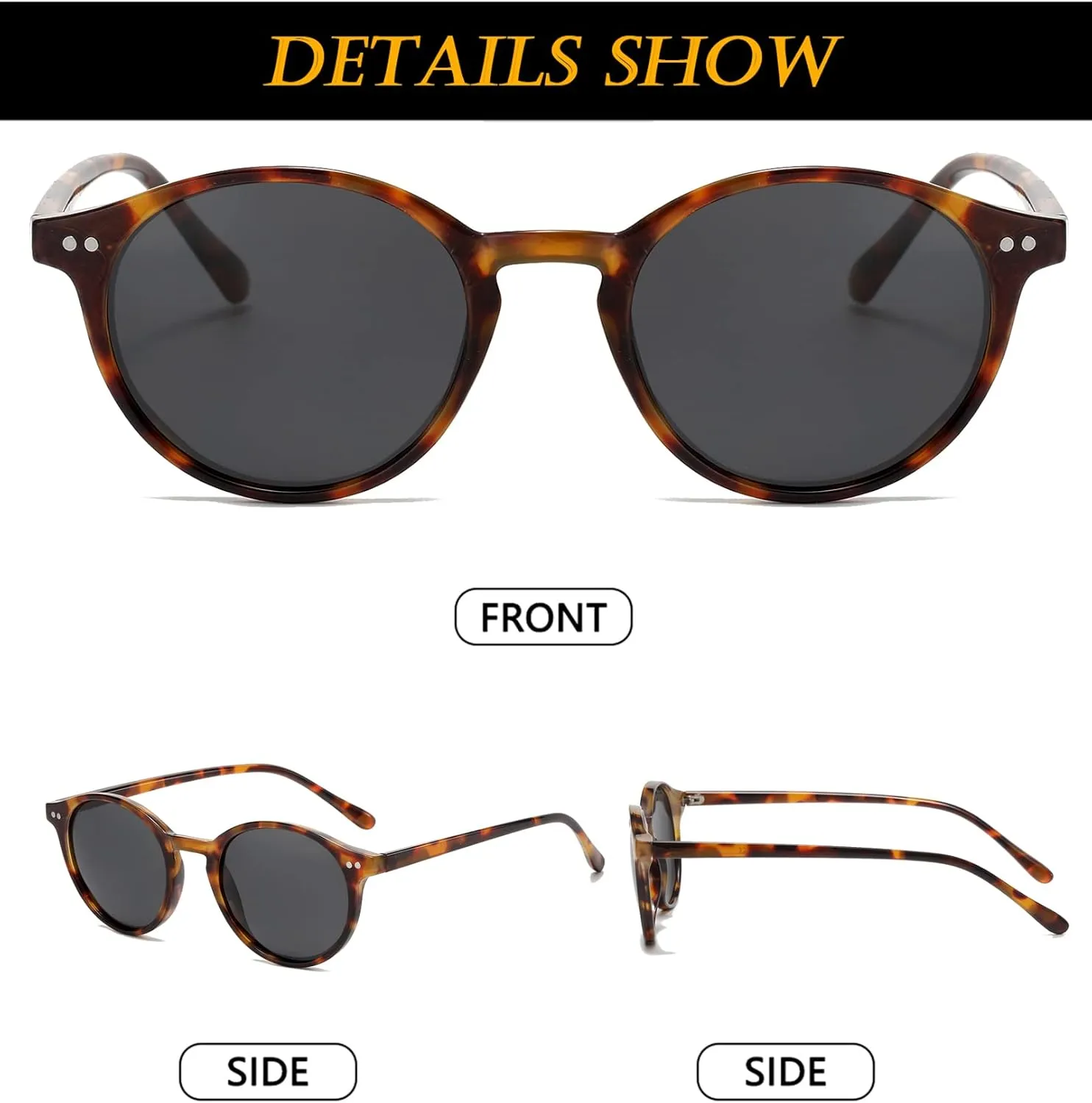 EYLRIM Classic Polarized Round Sunglasses for Women Men Vintage Style Lightweight Circle Frame Sun Glasses