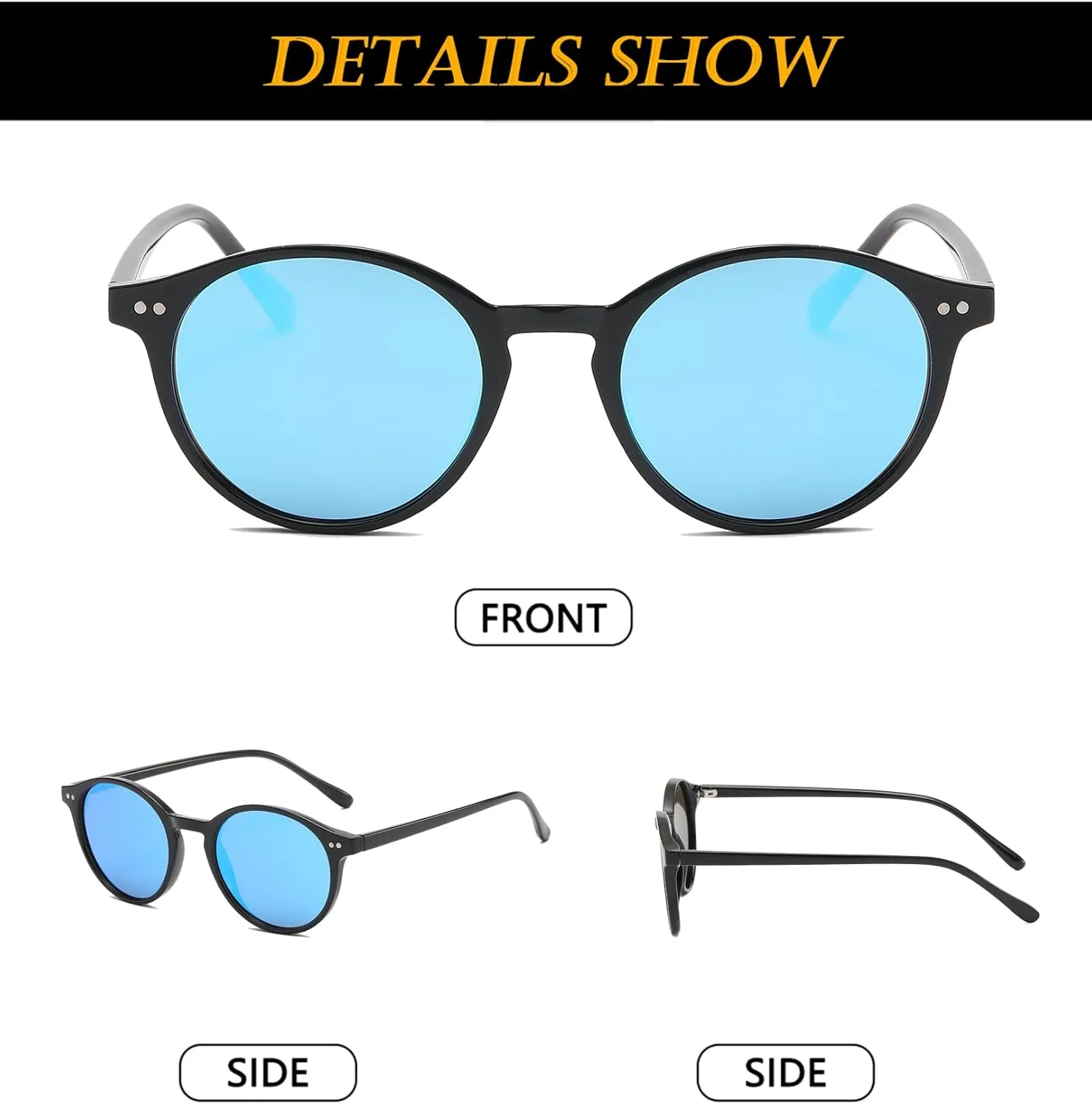 EYLRIM Classic Polarized Round Sunglasses for Women Men Vintage Style Lightweight Circle Frame Sun Glasses