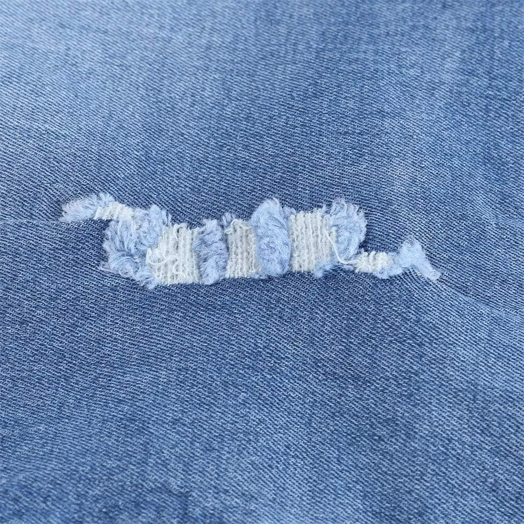 FarJing Jean Shorts for Women High Waisted Distressed Ripped Denim Shorts Stretchy Frayed Raw Hem Hot Short Jeans
