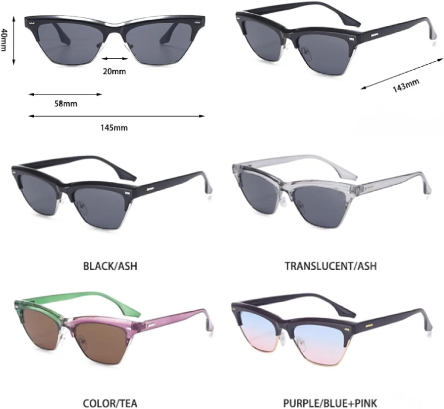 Fashion Cat Eye Sunglasses Luxury Men Women Cat Eye Classic Rectangle Driving Uv400