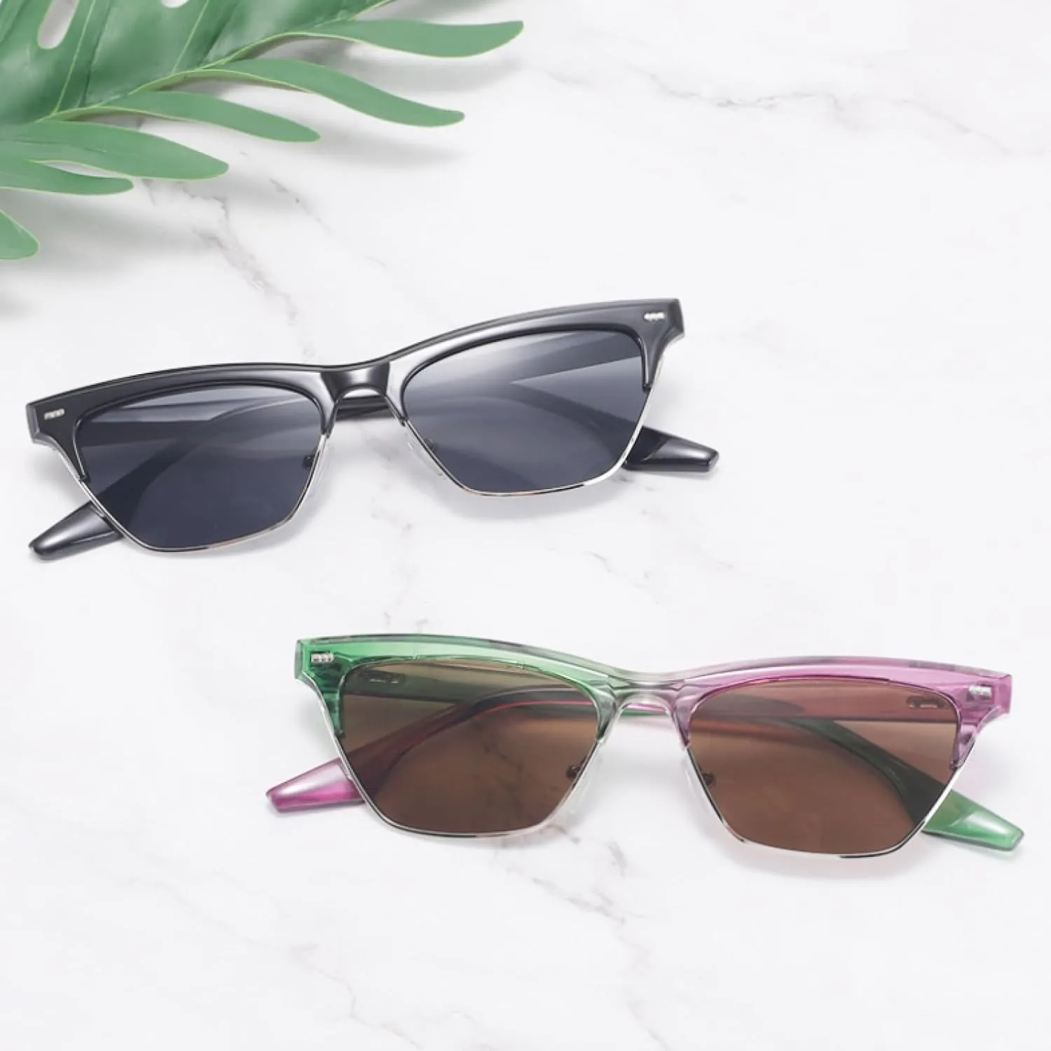 Fashion Cat Eye Sunglasses Luxury Men Women Cat Eye Classic Rectangle Driving Uv400