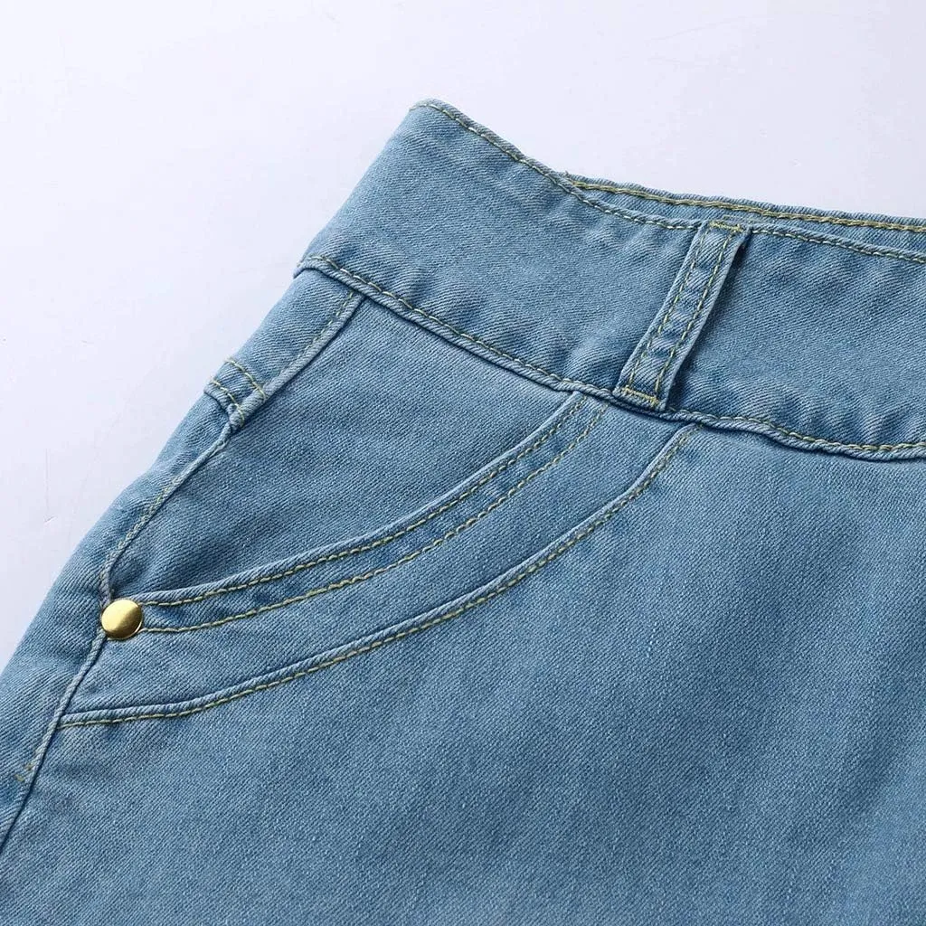 Fashion Front Skirts Washed Jean Casual Senim Long Skirt Denim Long A-Line Vintage Women's Oiversized Button Jean Maxi Skirt