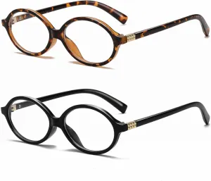 Fashion Oval Glasses for Women Men Retro Round Tortoise Frame Blue Light Glasses Nerd Eyeglasses (Tortoise Black)