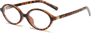 Fashion Oval Glasses for Women Men Retro Round Tortoise Frame Blue Light Glasses Nerd Eyeglasses