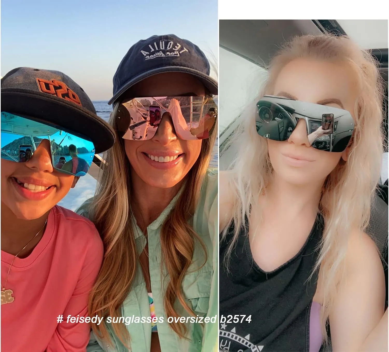 FEISEDY Classic Siamese One Piece Sunglasses Nice Rimless Stylish Retro Design for Women Men B2574