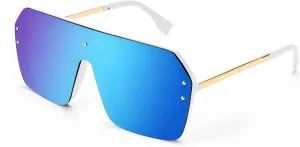 FEISEDY Classic Siamese One Piece Sunglasses Nice Rimless Stylish Retro Design for Women Men B2574