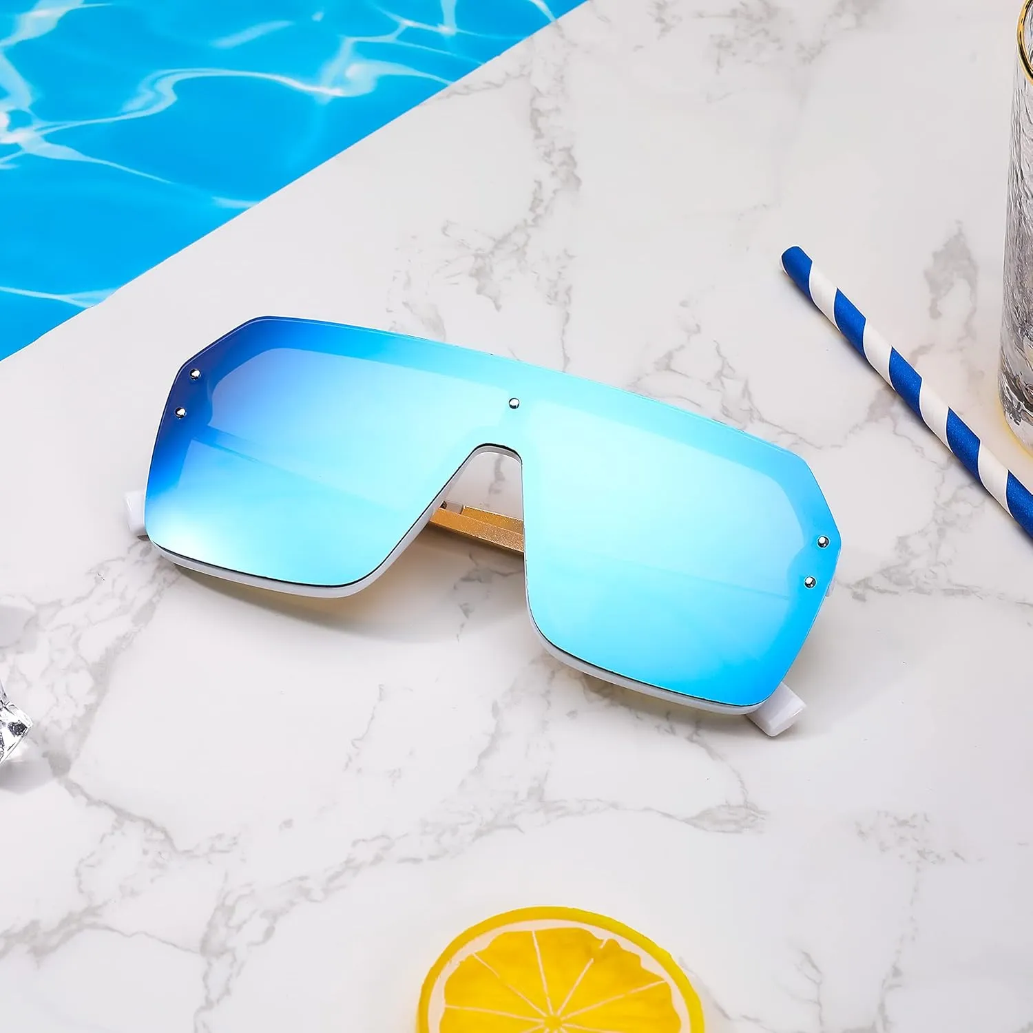FEISEDY Classic Siamese One Piece Sunglasses Nice Rimless Stylish Retro Design for Women Men B2574