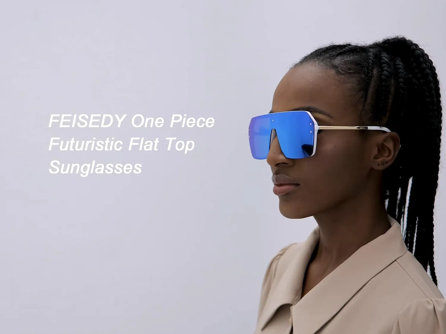 FEISEDY Classic Siamese One Piece Sunglasses Nice Rimless Stylish Retro Design for Women Men B2574