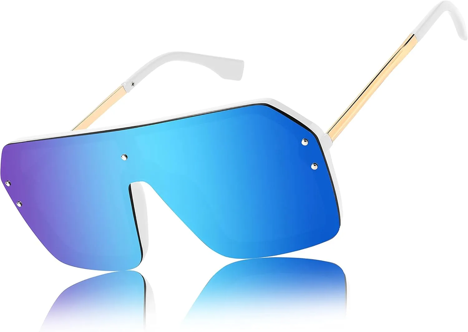 FEISEDY Classic Siamese One Piece Sunglasses Nice Rimless Stylish Retro Design for Women Men B2574