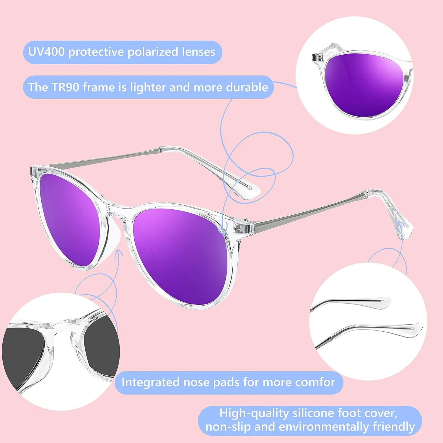 FEISEDY Kids Round Polarized Sunglasses for Girls Boys Classic Retro UV400 Protection Toddler Sun Glasses Age 3-12 B9070