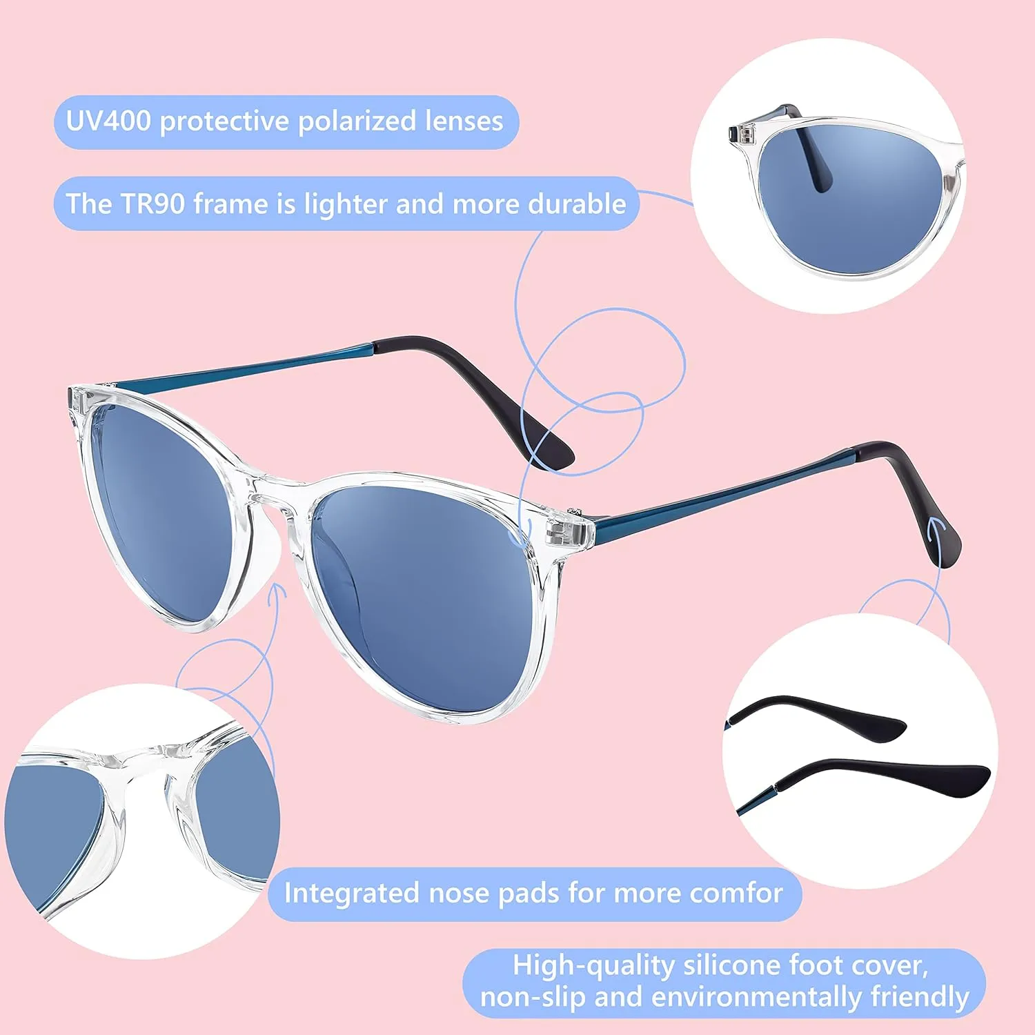 FEISEDY Kids Round Polarized Sunglasses for Girls Boys Classic Retro UV400 Protection Toddler Sun Glasses Age 3-12 B9070