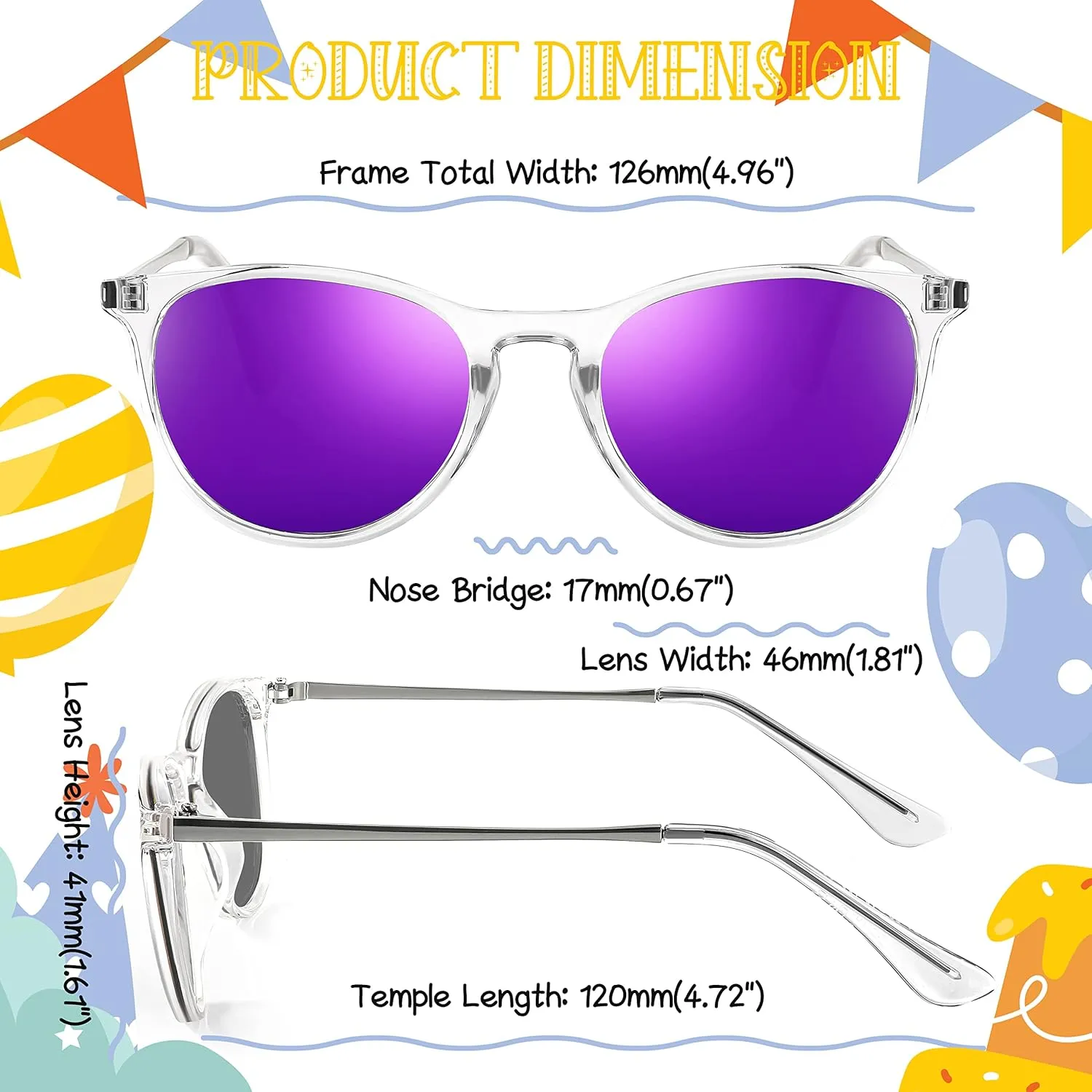 FEISEDY Kids Round Polarized Sunglasses for Girls Boys Classic Retro UV400 Protection Toddler Sun Glasses Age 3-12 B9070