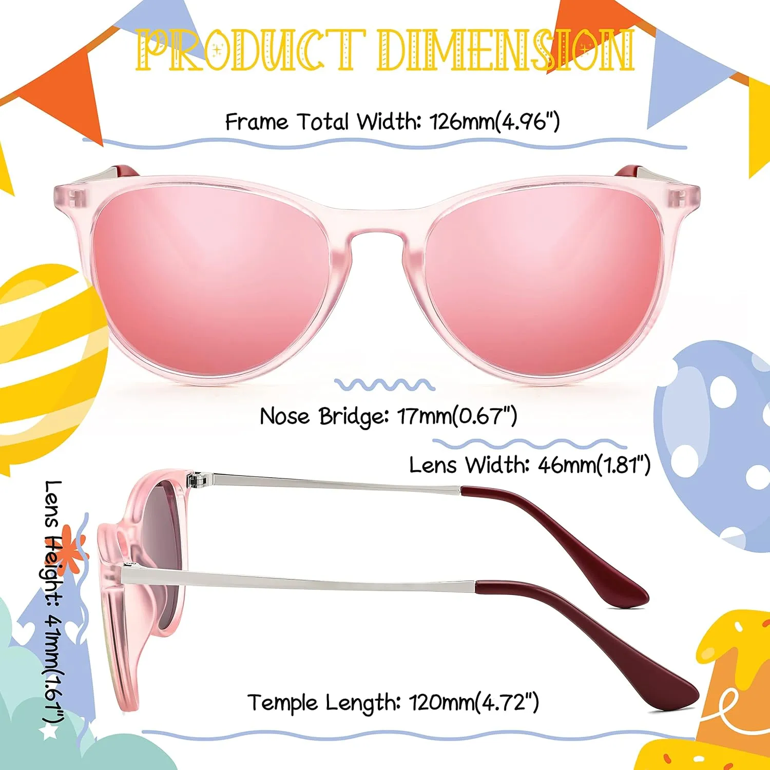 FEISEDY Kids Round Polarized Sunglasses for Girls Boys Classic Retro UV400 Protection Toddler Sun Glasses Age 3-12 B9070
