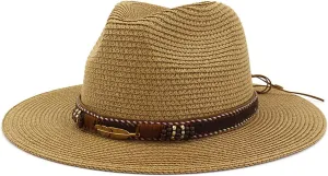 Floppy Straw Sun Hat Foldable Packable Wide Brim Summer Beach Hat Crochet Bucket Hat for Women Western Hats