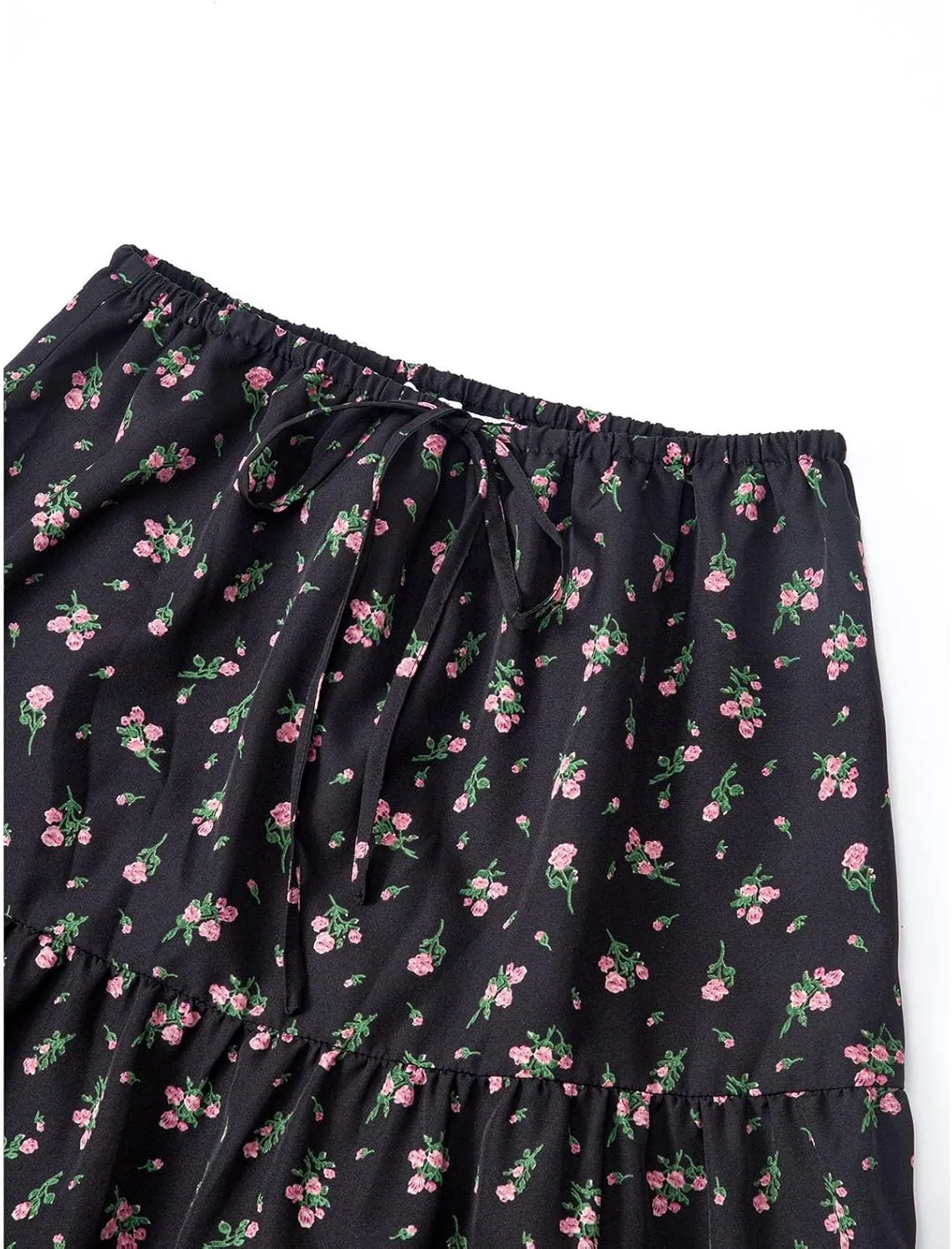 Floral Boho Maxi Skirts for Women 2025 Summer Vacation Elastic High Waisted Flowy A-Line Swing Skirt