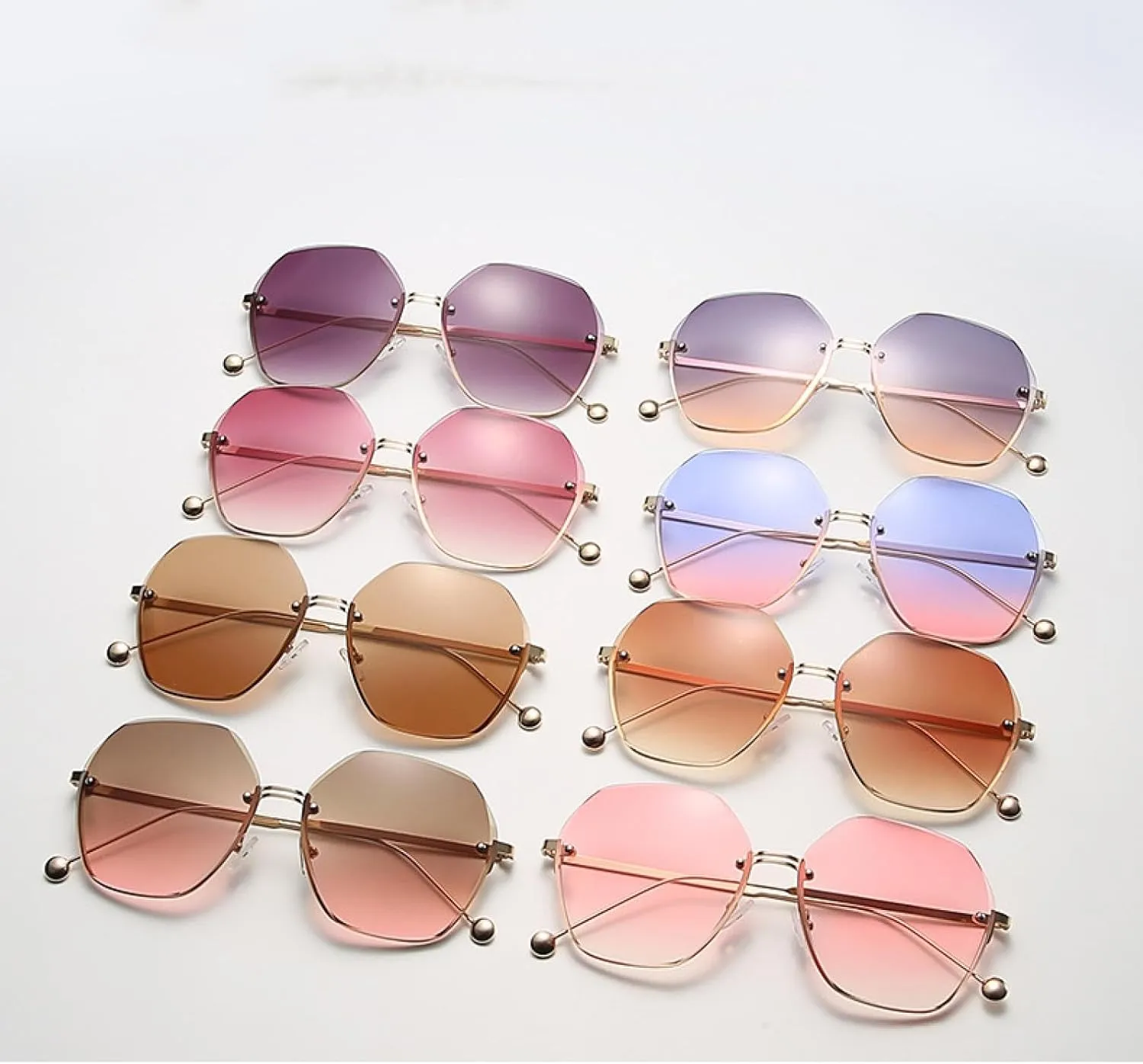 Frameless Polygonal Sunglasses Retro Classic Luxury Driving Travels Sunglasses Uv400