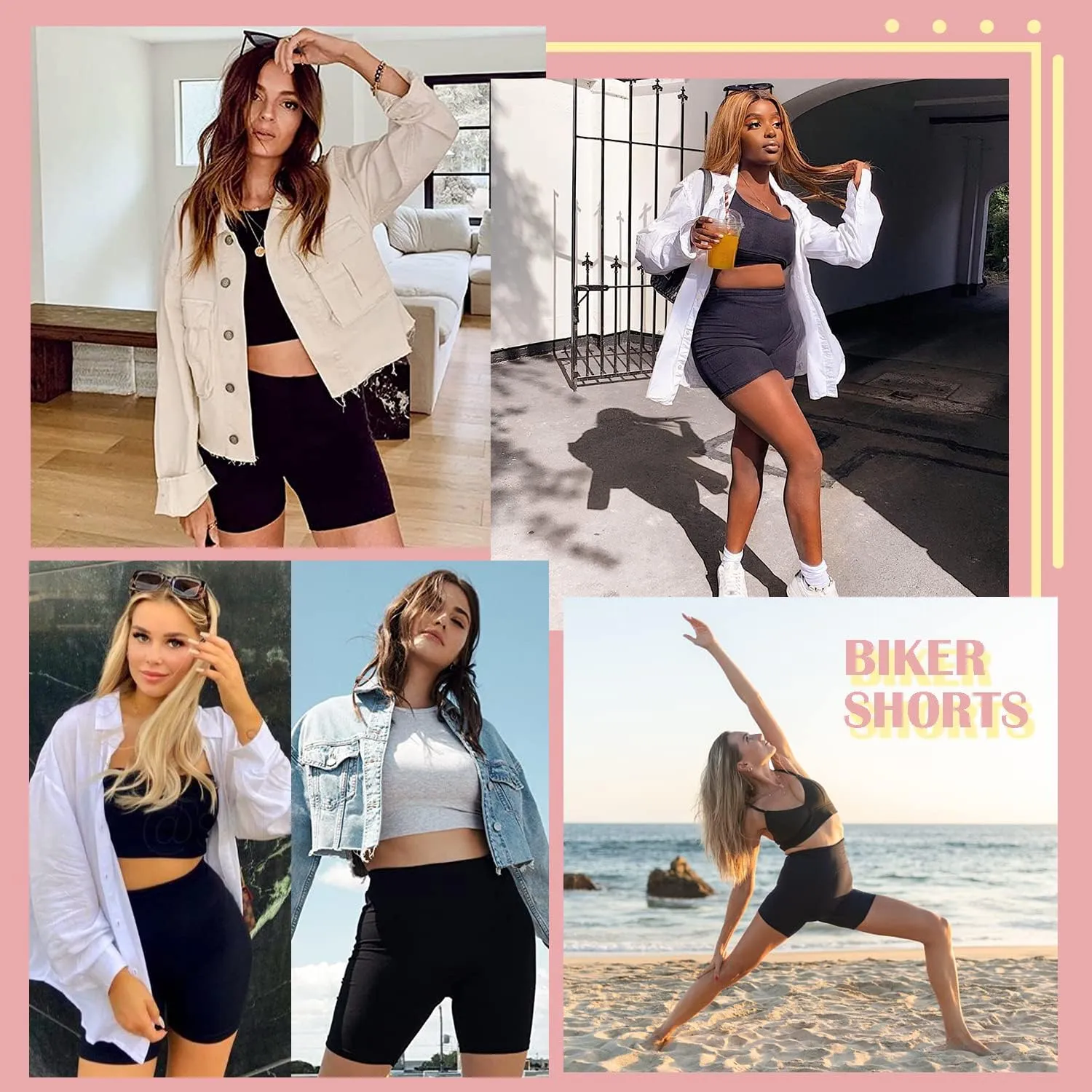 FULLSOFT 4 Pack Biker Shorts for Women with Pockets – 5" High Waisted Tummy Control Workout Yoga Running Gym Tennis Shorts