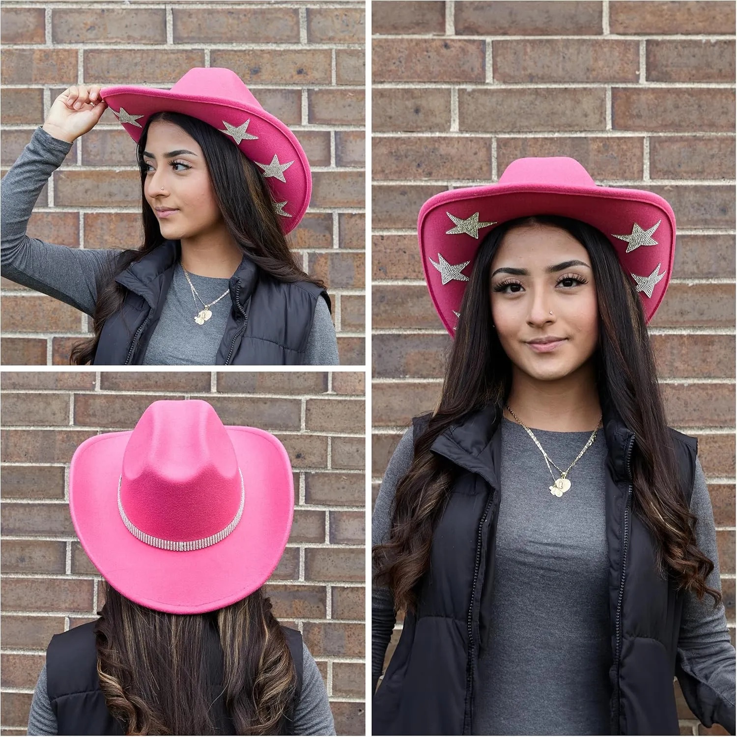 Funky Junque Sparkly Rhinestone Cowboy Hat - Women's Adjustable Western Festival Glam - Bride Collection, Rhinestone Styles