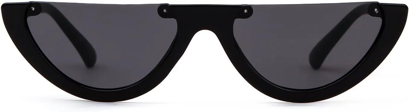 GIFIORE Retro Cat Eye Sunglasses for Women Vintage Half Round Frame Cateye Sun Glasses